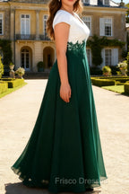 White Green A Line V Neck Appliqued Mother Of The Bride Dresses