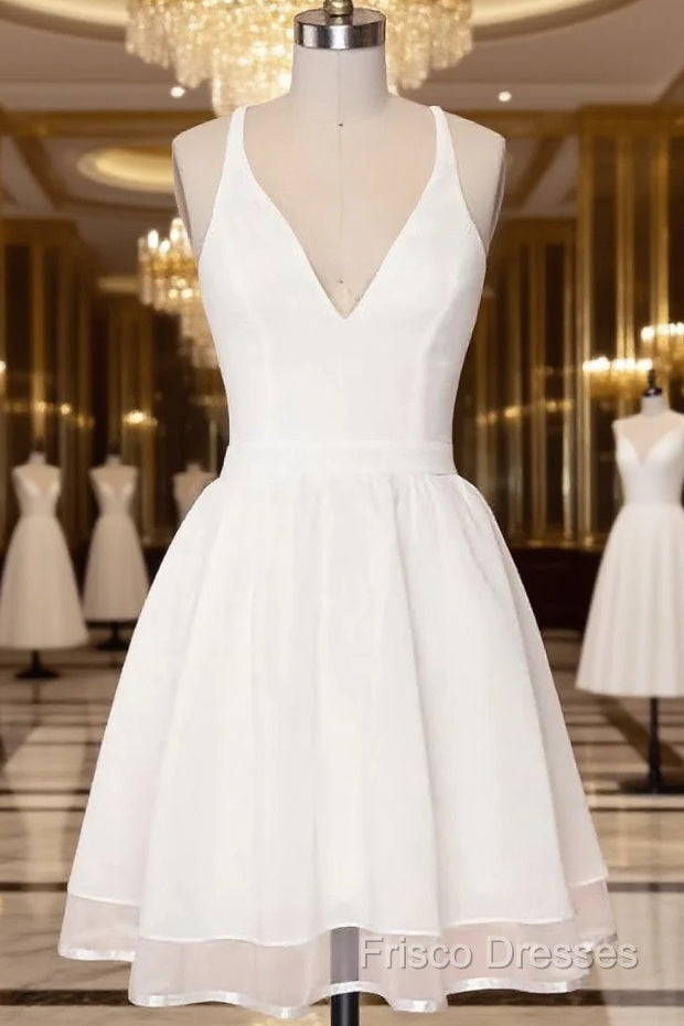 White Homecoming Dress,Short Party Dress