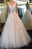 White Lace Formal Prom Gown, A-Line Tulle See Through Formal Prom Dresses, Formal Dresses