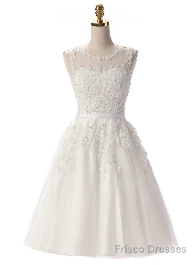 White Lace Short Beaded Homecoming Dress Main image