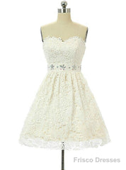 White Lace Sweetheart Homecoming Dress