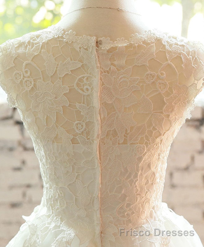 White Lace Tulle Short Prom Dress, Homecoming Dress