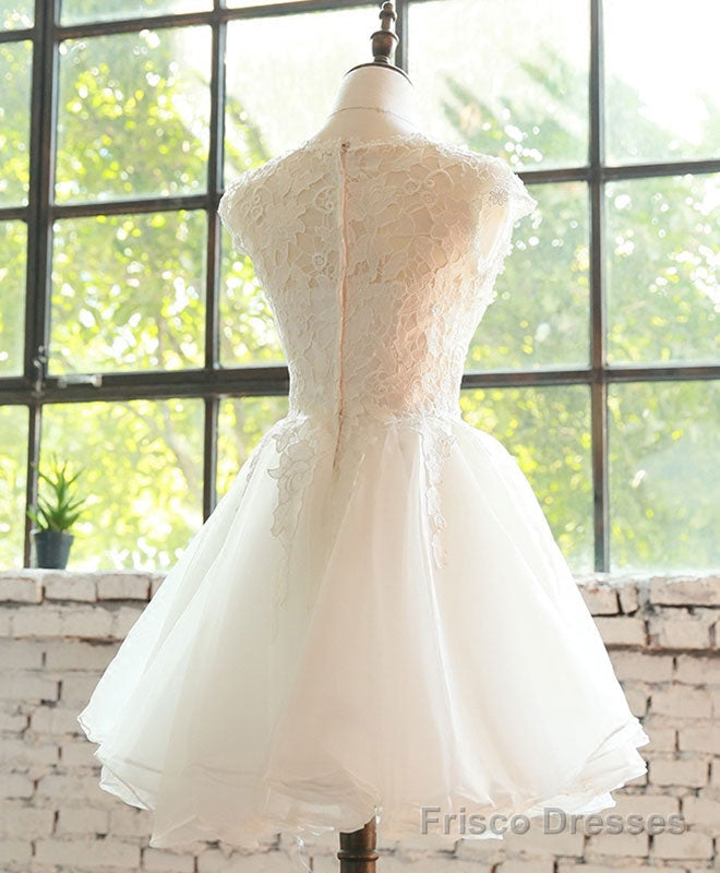 White Lace Tulle Short Prom Dress, Homecoming Dress Secondary image