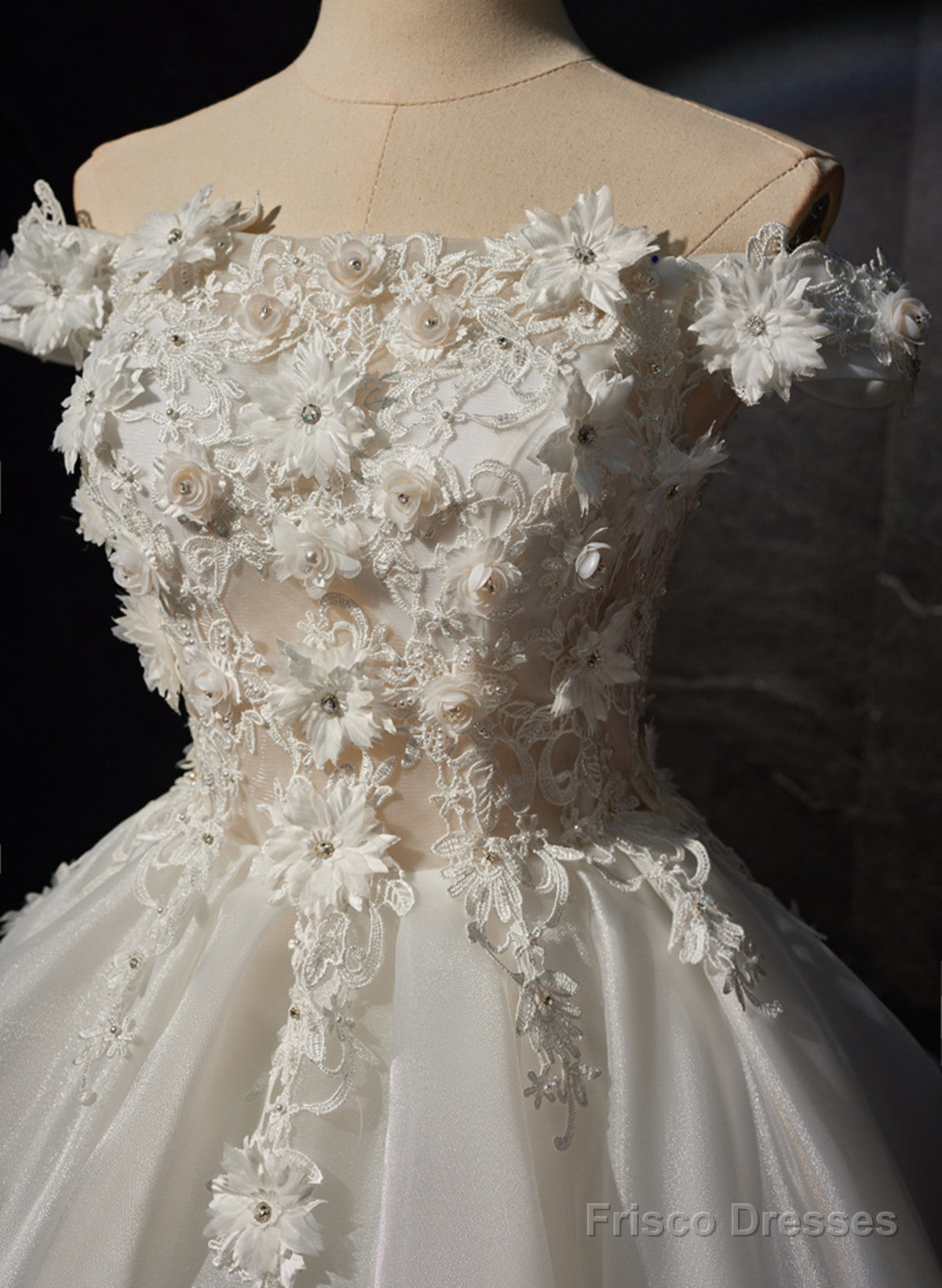 White Lovely Short Tulle With Lace Off Shoulder Party Dress, White Graduation Dress Prom Dress