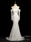 White Mermaid Lace Wedding Dress With Detachable Sleeve