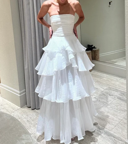 White Multi-Layer Evening Dresses Long White Prom Gown Main image