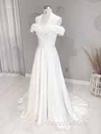 White Off Shoulder Chiffon Long Formal Prom Dress, White Evening Dress