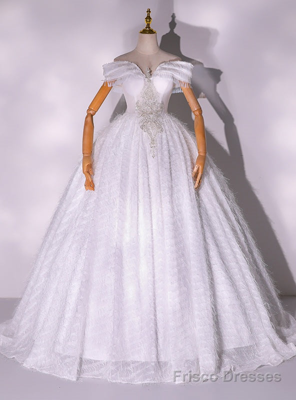 White Off the Shoulder Beading Crystal Quinceanera Dress