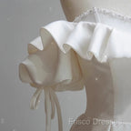 White Satin Off Shoulder Beaded Sweetheart Formal Dress, White Long Formal Prom Dress