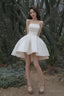 White Satin Short A-Line Prom Dress Homecoming Dress