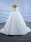 White Sequins Beading Long Sleeve Wedding Dress