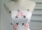 White Short Cute Graduation Party Dress , Lovely Formal Prom Dress , Formal Dress Tulle With Flowers