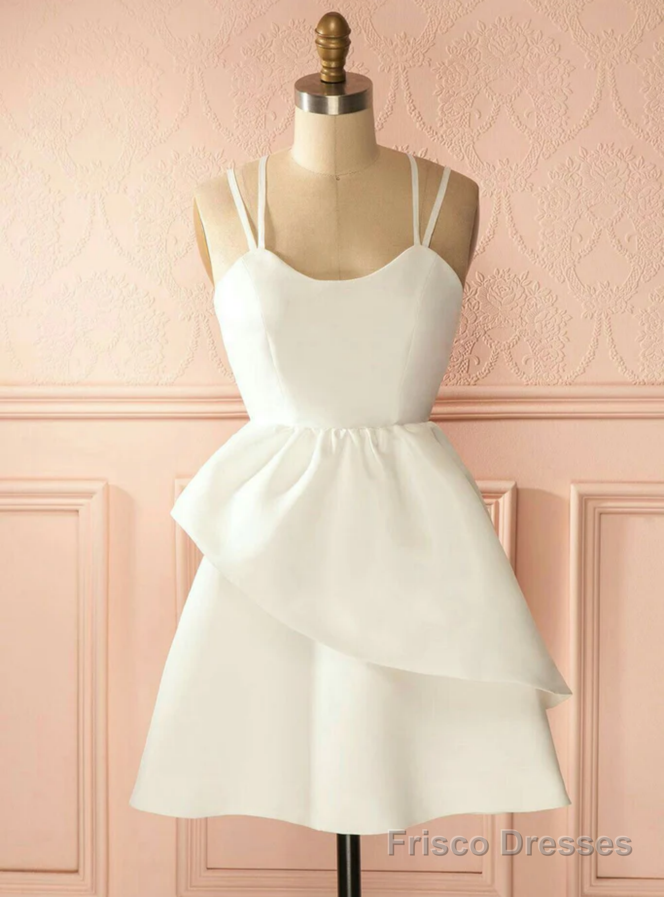 White Spaghetti Straps Homecoming Dress Main image