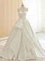 White Sweetheart Neck Satin Big Bow Shirring Wedding Dress