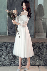 White Sweetheart Off Shoulder Tulle Short Prom Dress