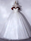 White Tulle Appliques Beading Quinceanera Dress