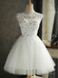 White Tulle Appliques Homecoming Dress