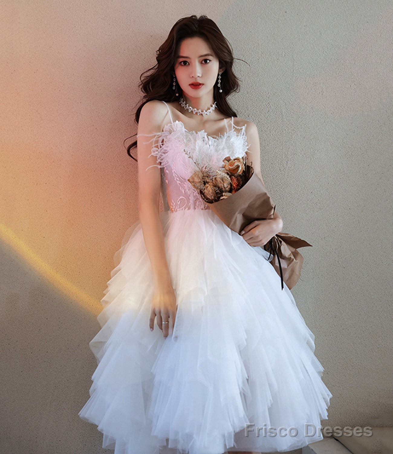 White Tulle Lace Short Dress Party Dress  Homecoming Dress Main image