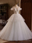 White Tulle Lace Spaghetti Straps Beading Wedding Dress