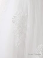 White Tulle Lace Strapless With Sash Wedding Dresses