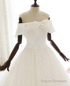White Tulle Long Prom Dress White Tulle Wedding Dress