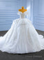 White Tulle Sequins Pearls Wedding Dress