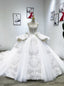 White Tulle Spaghetti Straps 3D Appliques Wedding Dress