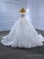 White Tulle Straps 3D Flower Wedding Dress