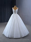 White Tulle V-neck Beading Wedding Dress