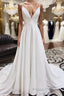 White v neck chiffon long Formal Prom Dresses, white lace evening Dresses