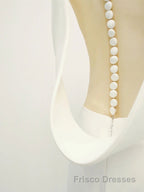 White v neck long Formal Prom Dresses, white evening Dresses