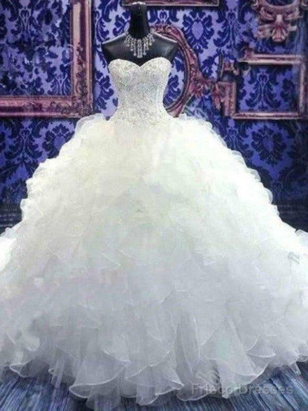 Wholesale Ball Gown Sleeveless Sweetheart Chapel Train Beading Sequin Organza Wedding Dresses Main image