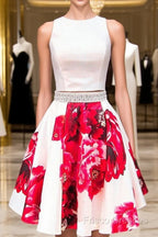 Whte V-Neck Short Homecoming Dress