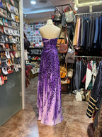 Wild Purple And Black Leopard Print Mermaid Strapless Chiffon Long Prom Dress Evening Dress