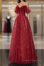 Wine Red A-Line Tulle Sweetheart Floor Length Party Dress, Wine Red Tulle Formal Prom Dress