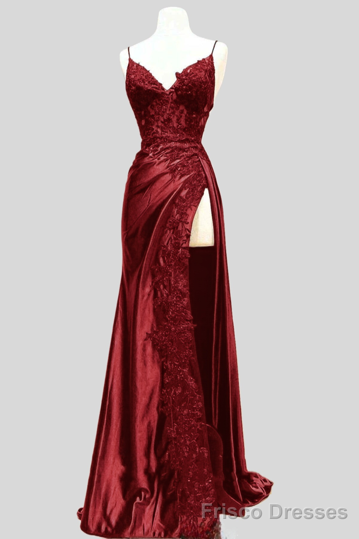 Wine Red Appliques Mermaid Long Formal Dress Main image