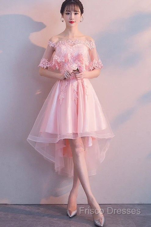 Wine Red Lace Tulle High Low Lace Formal Homecoming Dress Secondary image