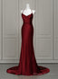 Wine Red Mermaid Backless Long Evening Dress, Wine Red Long Prom Dress