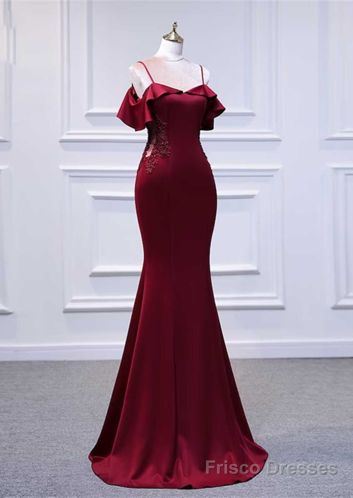 Wine Red Mermaid Off Shoulder Long Party Dress, Off Shoulder Mermaid Prom Dress Secondary image