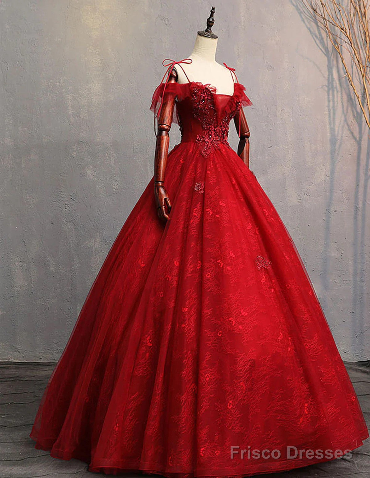 Wine Red Off Shoulder Ball Gown Sweetheart Prom Dress, Wine Red Sweet 16 Dress Secondary image