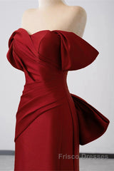 Wine Red Off Shoulder Mermaid Long Party Dress, Wine Red Evening Dress Formal Prom Dress