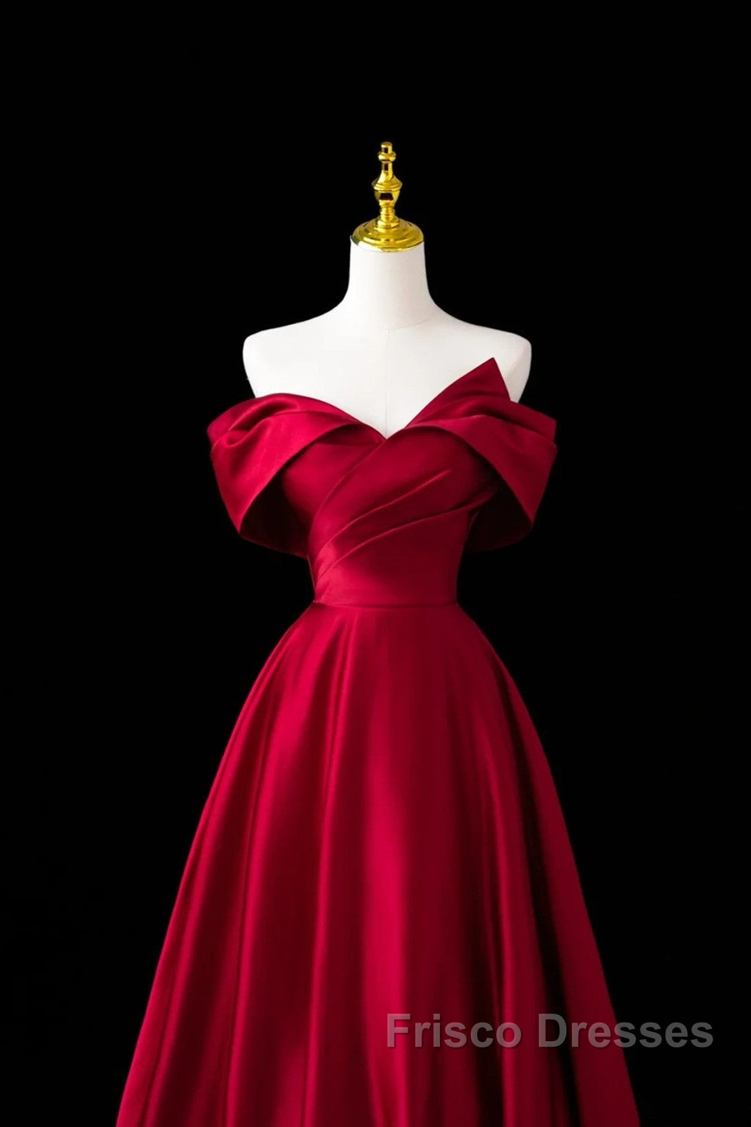 Wine Red Satin A-Line Formal Prom Dress, Wine Red Evening Dress Formal Dress