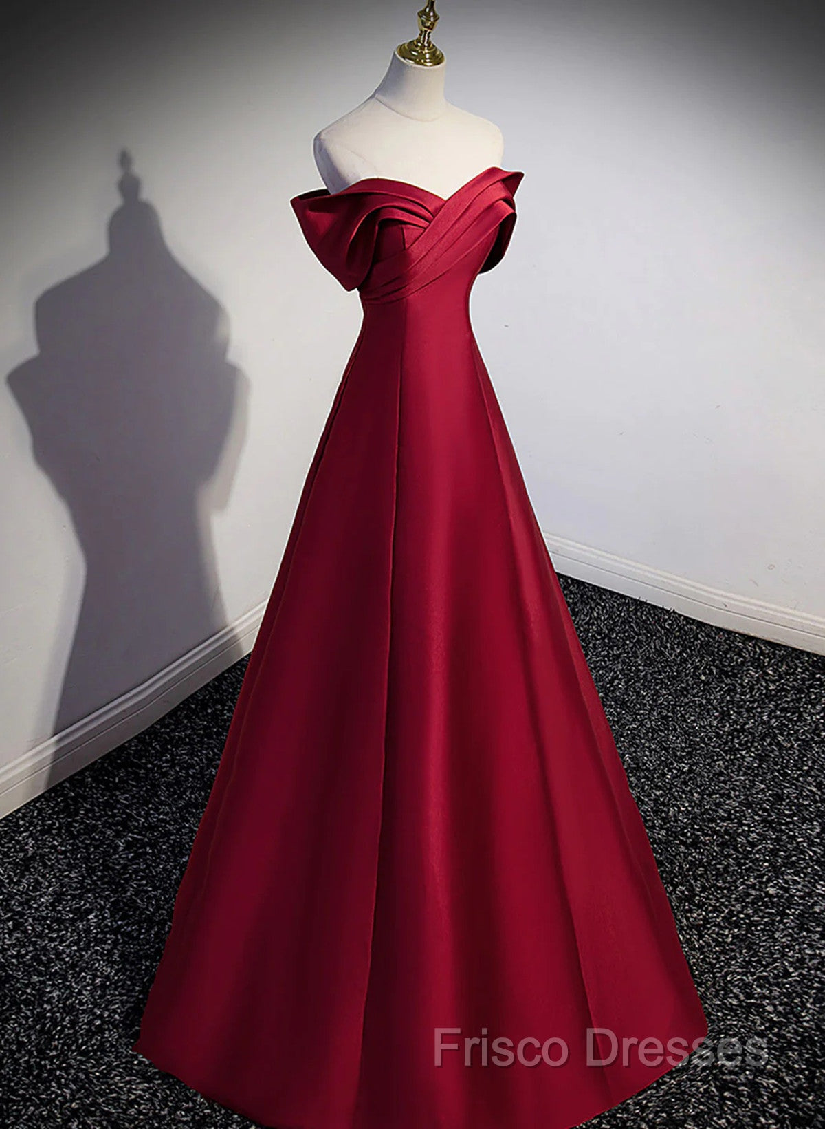 Wine Red Satin Long Party Dress, A-Line Wine Red Satin Formal Prom Dress Secondary image