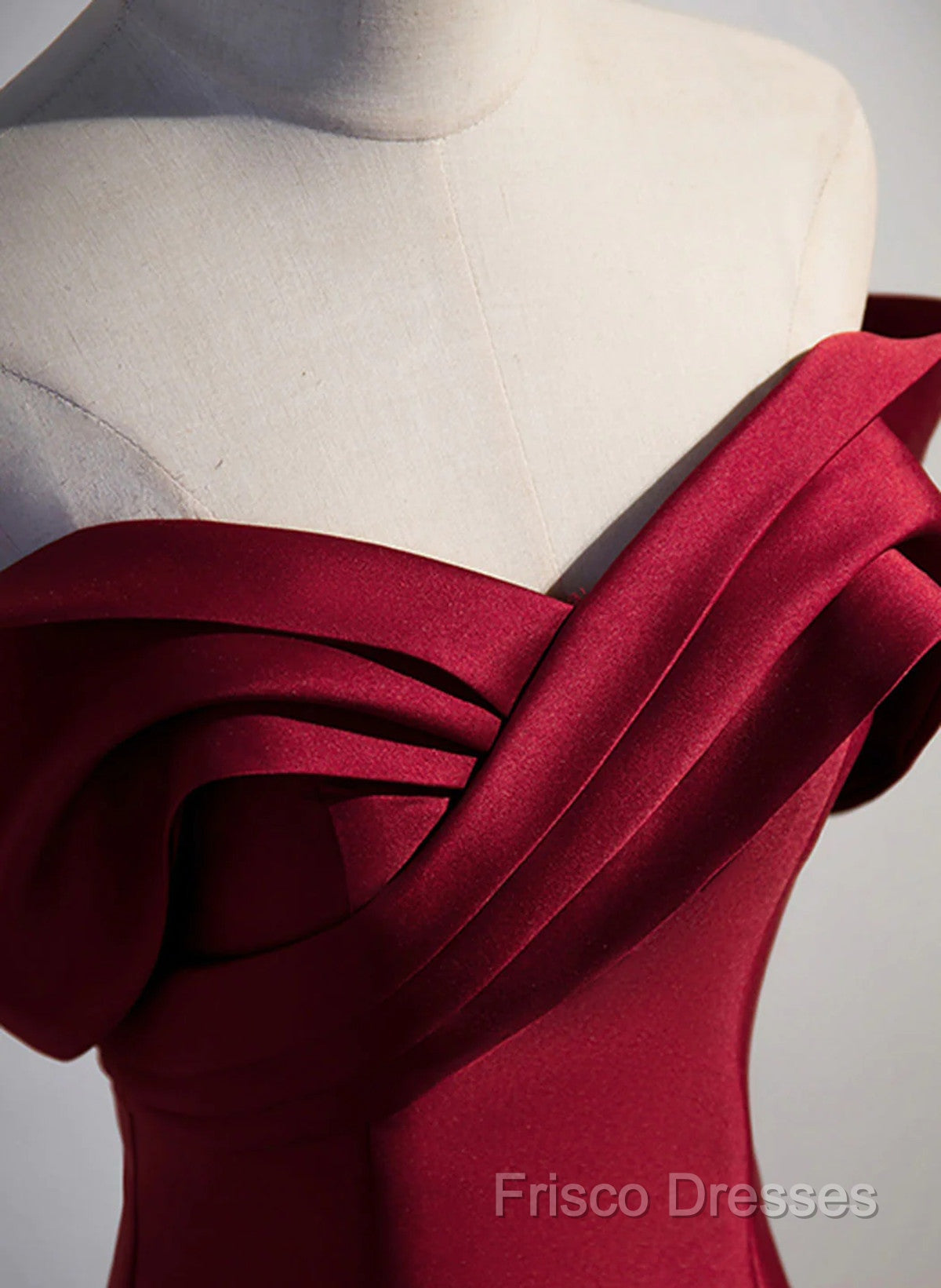 Wine Red Satin Long Party Dress, A-Line Wine Red Satin Formal Prom Dress