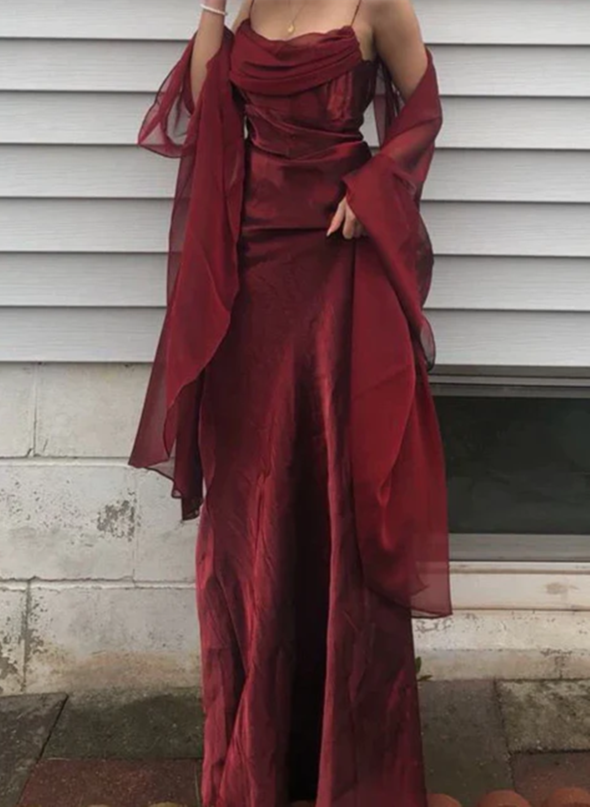 Wine Red Long  Spaghetti Straps Simple Prom Dress, Wine Red Long Formal Dress Main image