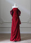 Wine Red Satin Scoop Long Formal Dress, Wine Red Long Evening Dress Prom Dress