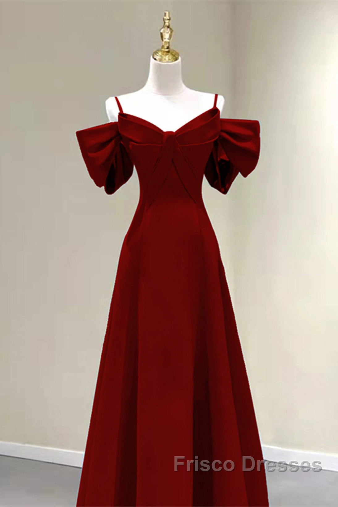 Wine Red Straps Sweetheart Long Formal Dress, A-Line Wine Red Formal Prom Dress Secondary image
