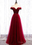 Wine Red Tulle with Velvet Long Party Dress, Wine Red Formal Dress Prom Dress
