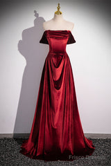 Wine Red Velvet Floor Length Long Formal Dress, A-Line Velvet Bridesmaid Dress