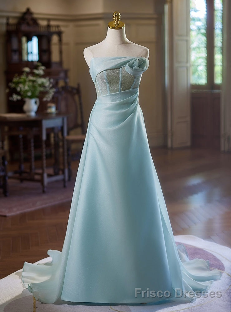 Women Blue Strapless Long Prom Dress Main image